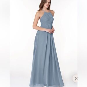 Azazie Blue Halter Maxi Dress